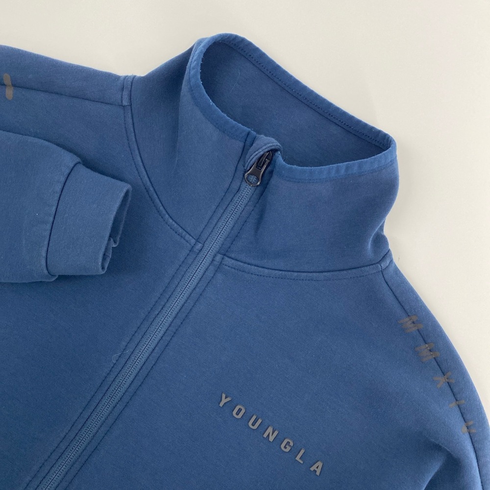 YoungLA 541 Track Jacket Mens Small Blue Full Zip Athletic Gym Streetwear Tech